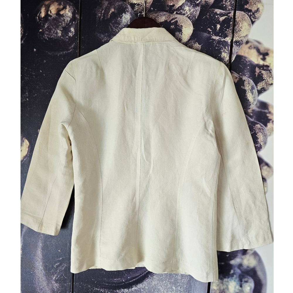 Martine Douvier Paris Off White Linen Avant Garde Hook Closure Blazer Jacket - Picture 7 of 8